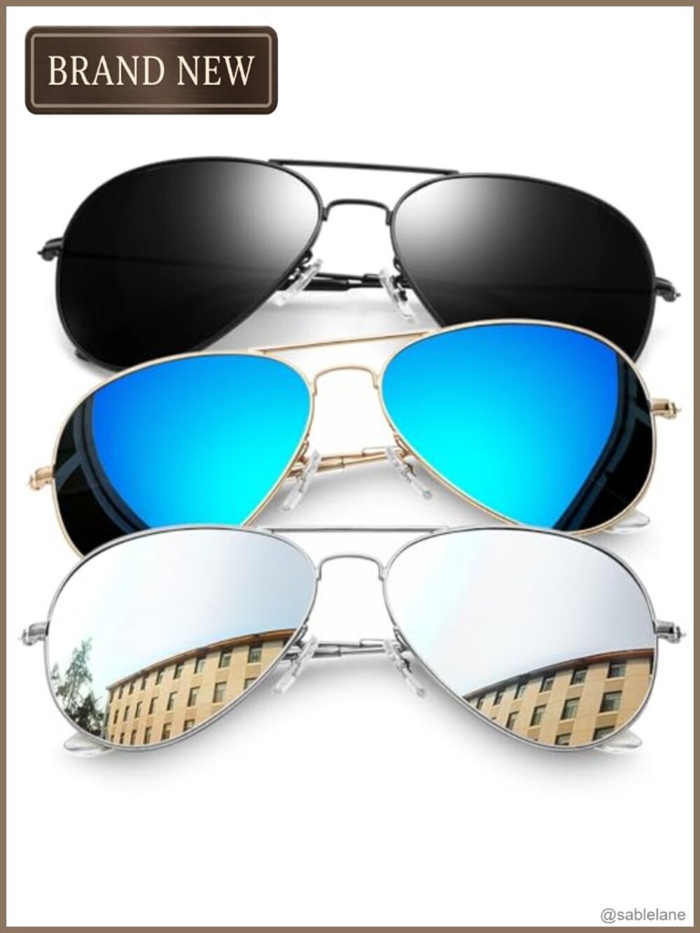3 Pack Aviator Sunglasses for Women Men UV400 Polarized Teardrop Metal